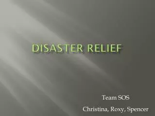 Disaster Relie f
