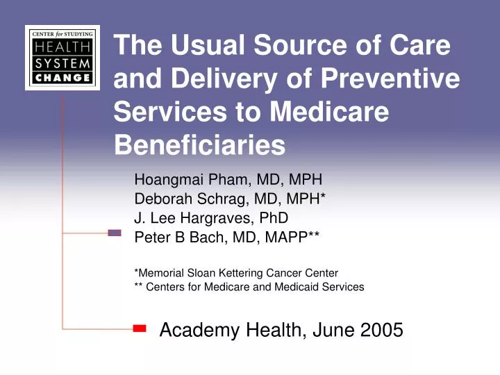 the usual source of care and delivery of preventive services to medicare beneficiaries