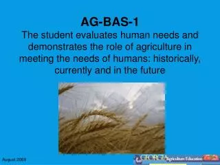 AG-BAS-1c Defines agriculture and agricultural industry
