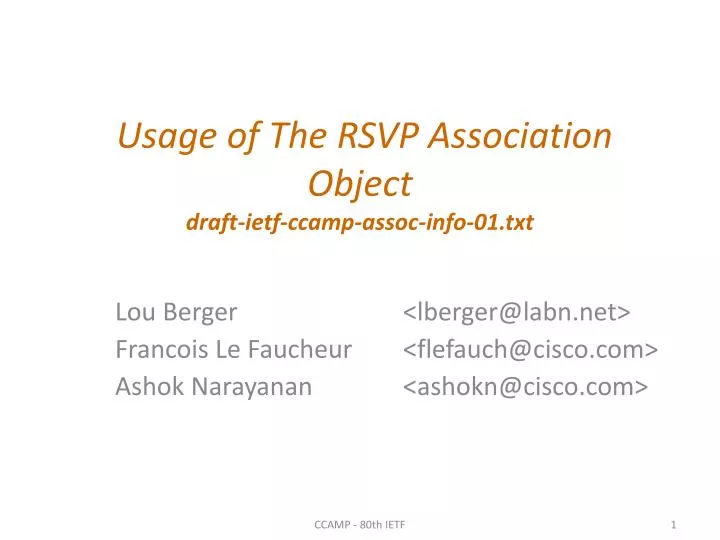 usage of the rsvp association object draft ietf ccamp assoc info 01 txt