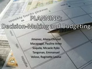 PLANNING: Decision-Making and Budgeting