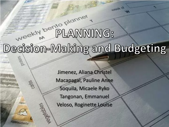 planning decision making and budgeting
