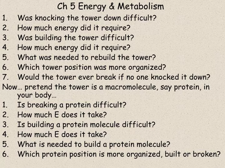 ch 5 energy metabolism