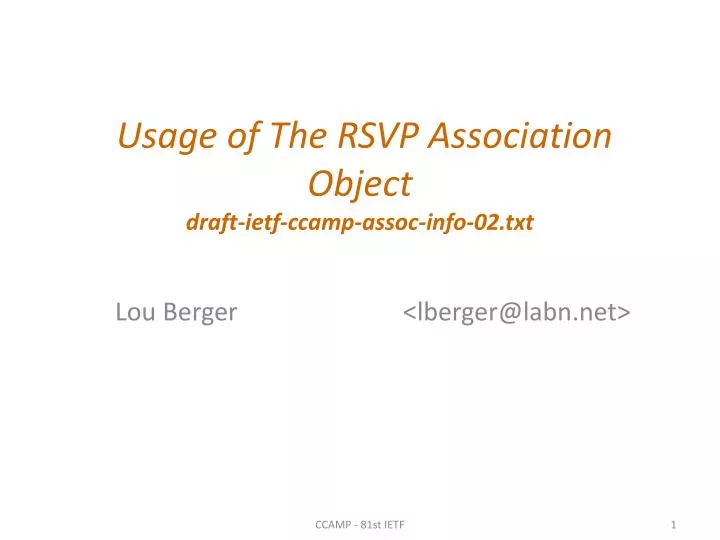 usage of the rsvp association object draft ietf ccamp assoc info 02 txt