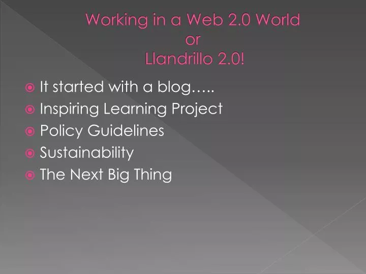 working in a web 2 0 world or llandrillo 2 0