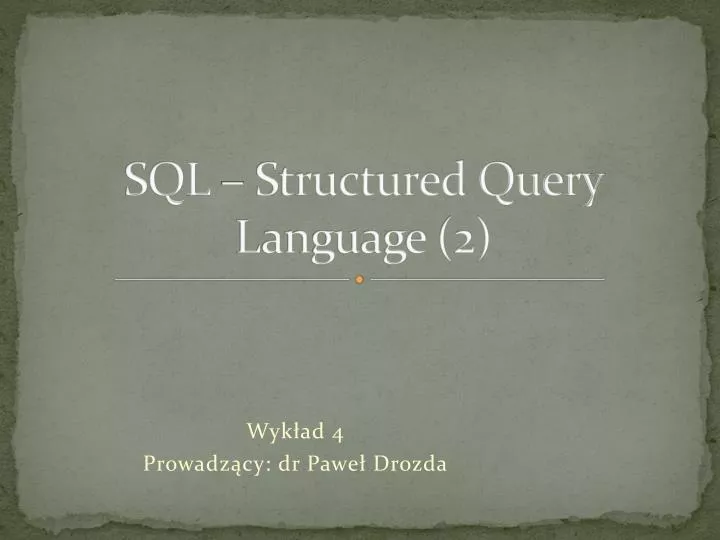 sql structured query language 2