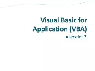 visual basic for application vba