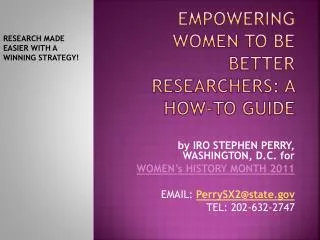 Empowering WomeN TO BE BETTER RESEARCHERS: A HOW-TO GUIDE