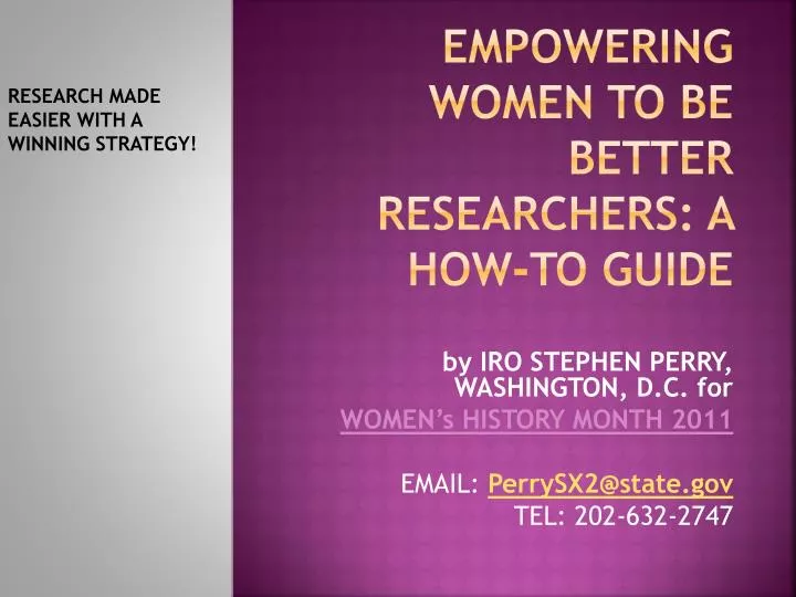 empowering women to be better researchers a how to guide