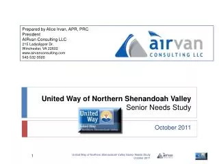 United Way of Northern Shenandoah Valley Senior Needs Study