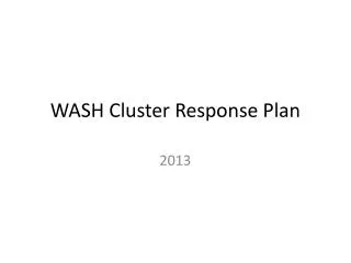 WASH Cluster Response Plan