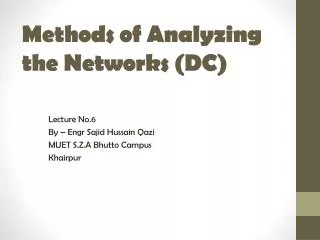Methods of Analyzing the Networks (DC)