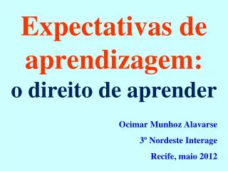 expectativas de aprendizagem o direito de aprender