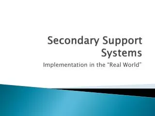 Secondary Support Systems