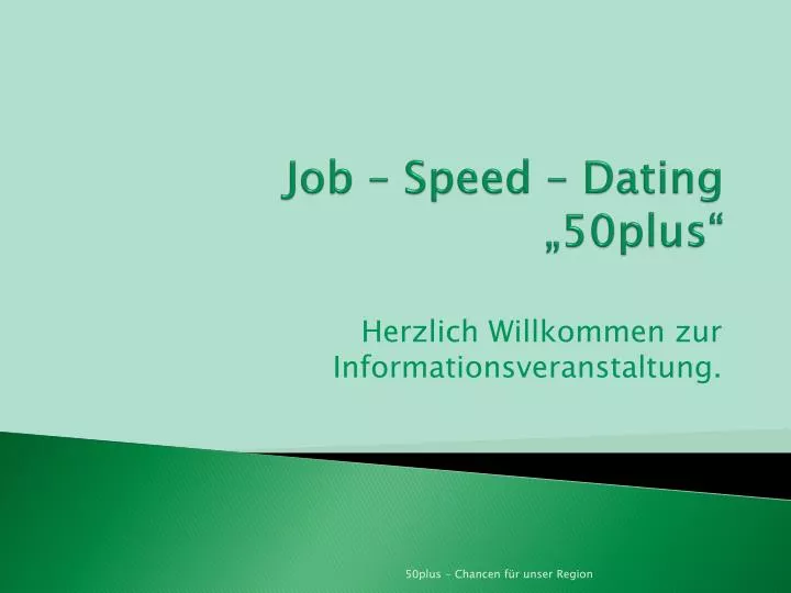 job speed dating 50plus