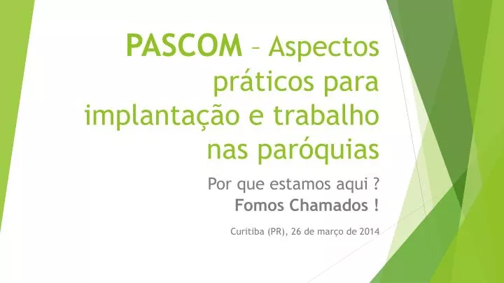 pascom aspectos pr ticos para implanta o e trabalho nas par quias