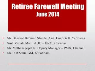 Retiree Farewell Meeting June 2014
