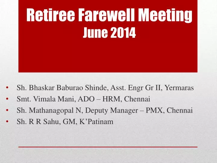 retiree farewell meeting june 2014