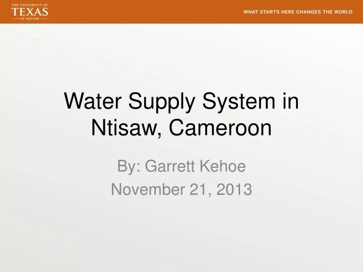 water supply system in ntisaw cameroon