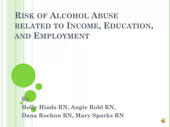 risk of alcohol abuse related to income education and employment