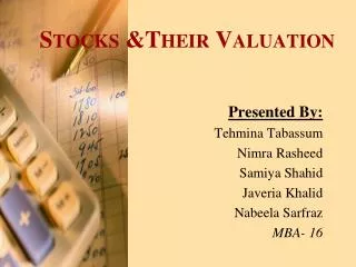 Stocks &amp;Their Valuation