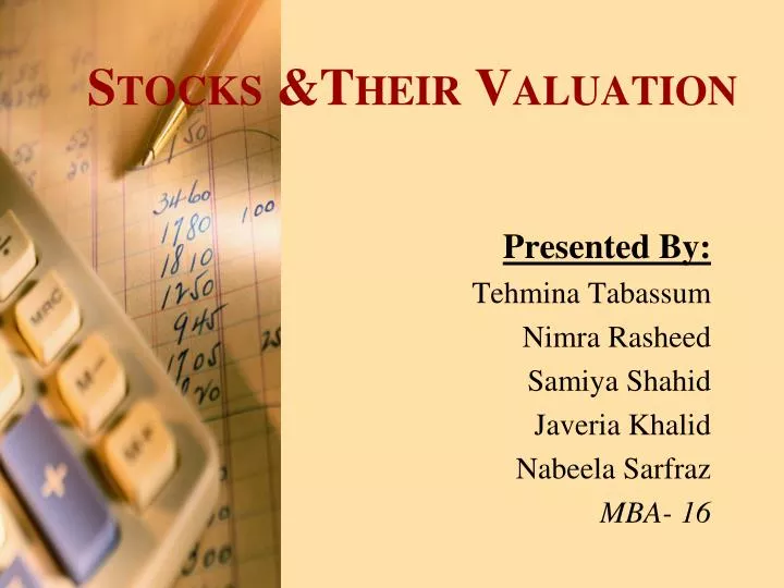 stocks their valuation
