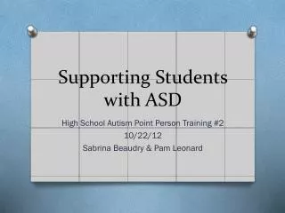 Supporting Students with ASD