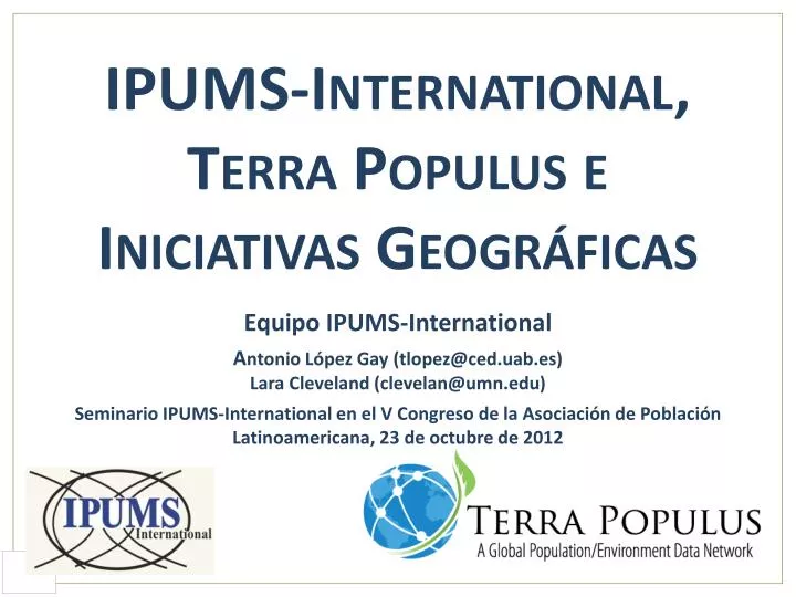 ipums international terra populus e iniciativas geogr ficas