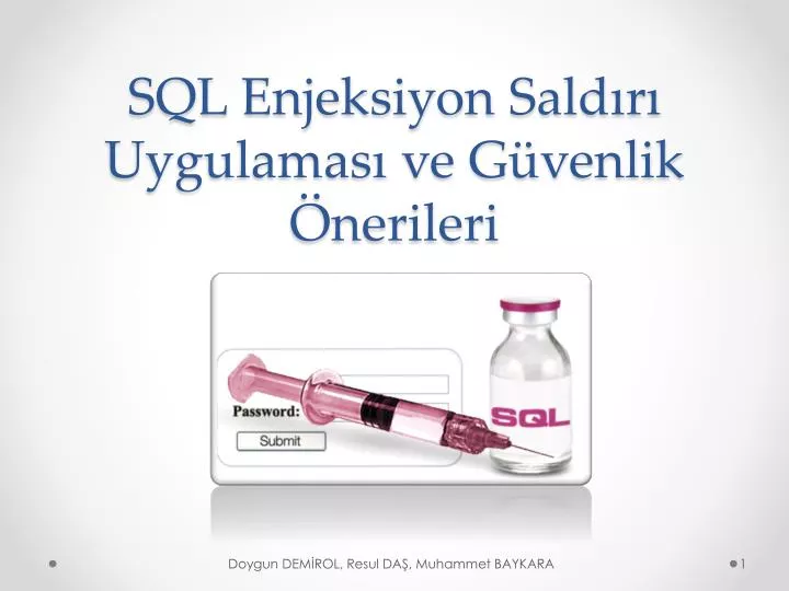 sql enjeksiyon sald r uygulamas ve g venlik nerileri