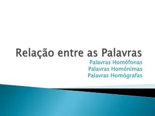 rela o entre as palavras