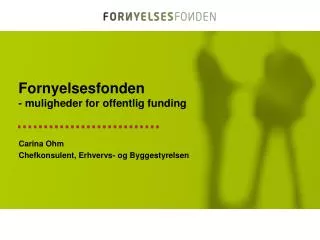 Fornyelsesfonden - muligheder for offentlig funding