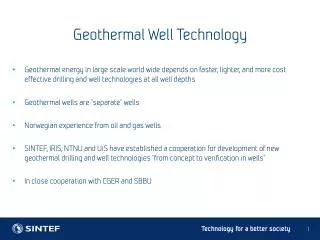 Geothermal Well Technology