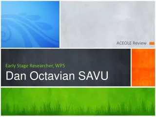 Early Stage Researcher, WP5 Dan Octavian SAVU