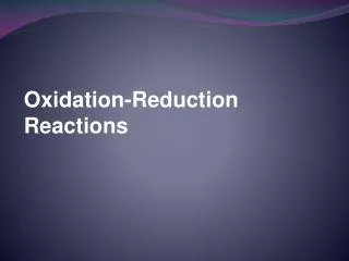 Oxidation-Reduction Reactions