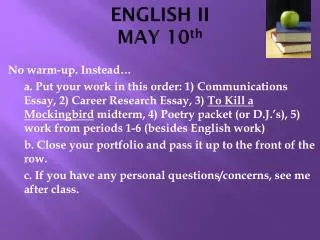 ENGLISH II MAY 10 th