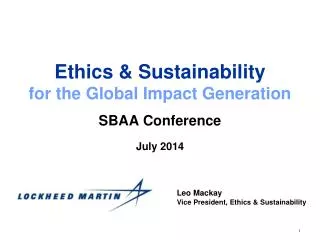 Ethics &amp; Sustainability for the Global Impact Generation