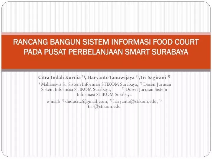 rancang bangun sistem informasi food court pada pusat perbelanjaan smart surabaya
