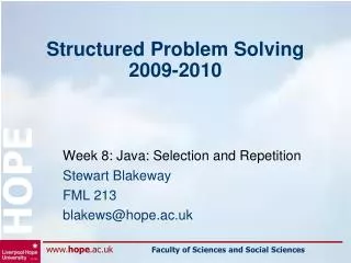 Structured Problem Solving 2009-2010