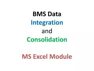 BMS Data Integration and Consolidation MS Excel Module