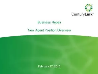Business Repair New Agent Position Overview