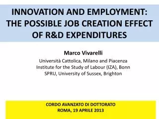 INNOVATION AND EMPLOYMENT: THE POSSIBLE JOB CREATION EFFECT OF R&amp;D EXPENDITURES