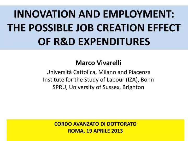 innovation and employment the possible job creation effect of r d expenditures