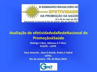 avalia o de efetividadedaredenacional de promo o sa de