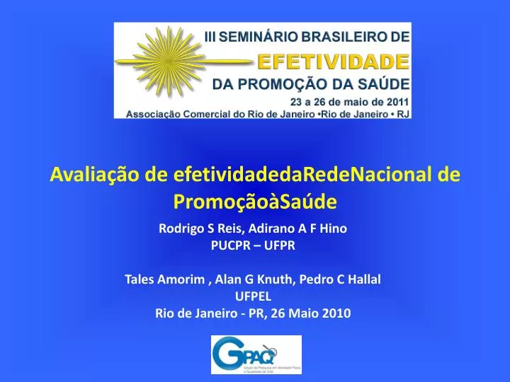 avalia o de efetividadedaredenacional de promo o sa de