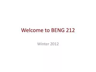 Welcome to BENG 212