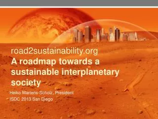 road2sustainability A roadmap towards a sustainable interplanetary society