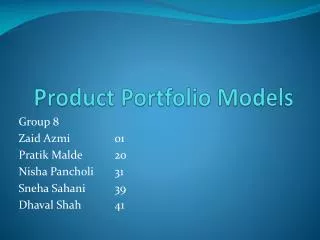 Product Portfolio Models