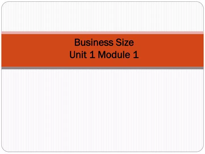 business size unit 1 module 1