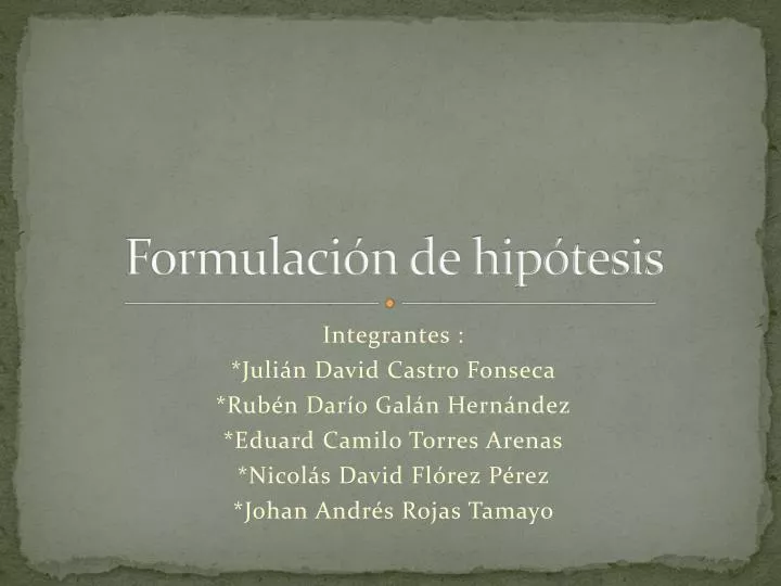 formulaci n de hip tesis