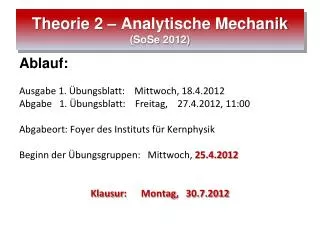 theorie 2 analytische mechanik sose 2012